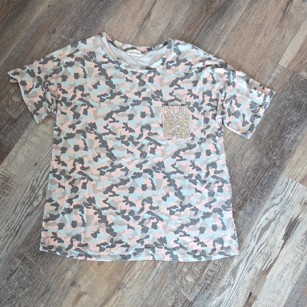 Lime + Chill Pink and Gray Short Sleeve Tee